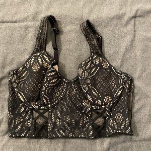 Victoria’s Secret Black Lace Longline Bra (34D)